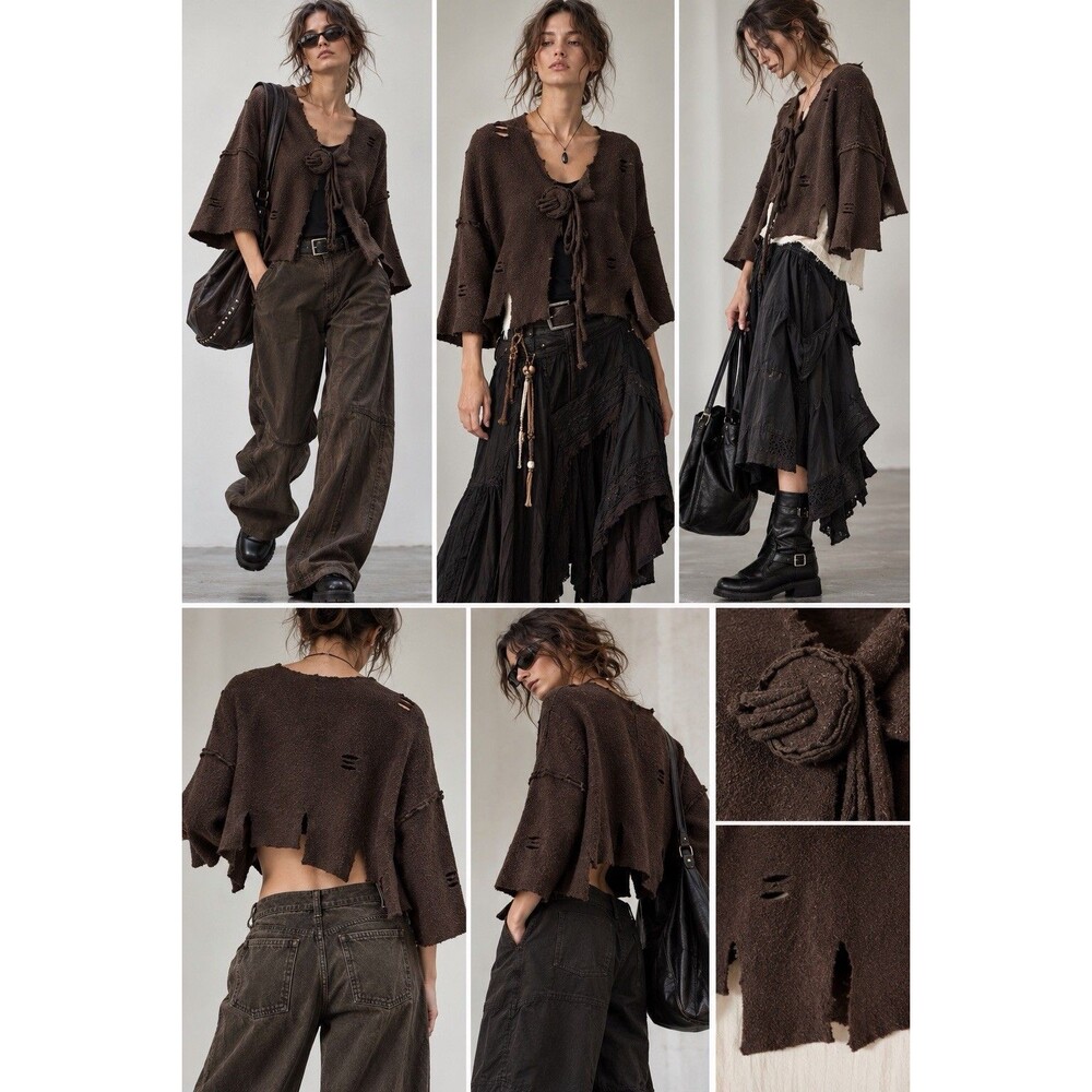 Barbara de Jounge Designs Art to Wear Brown Deconstructed Avant Garde Jacket